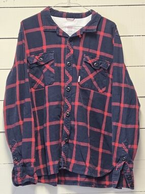 Topo Designs Red & Navy Plaid Button-Down Shirt